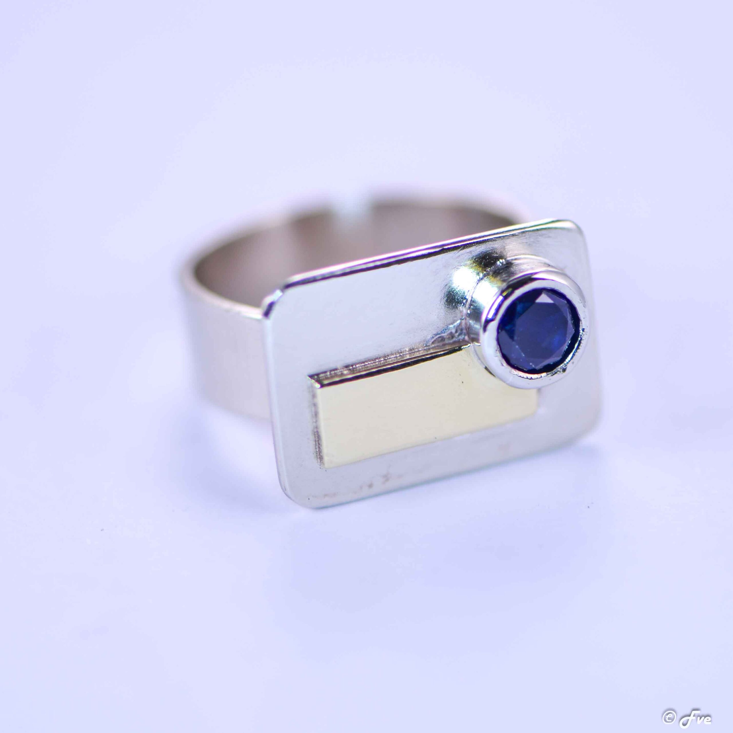 Vierkante ring met Saffier - Afbeelding 4