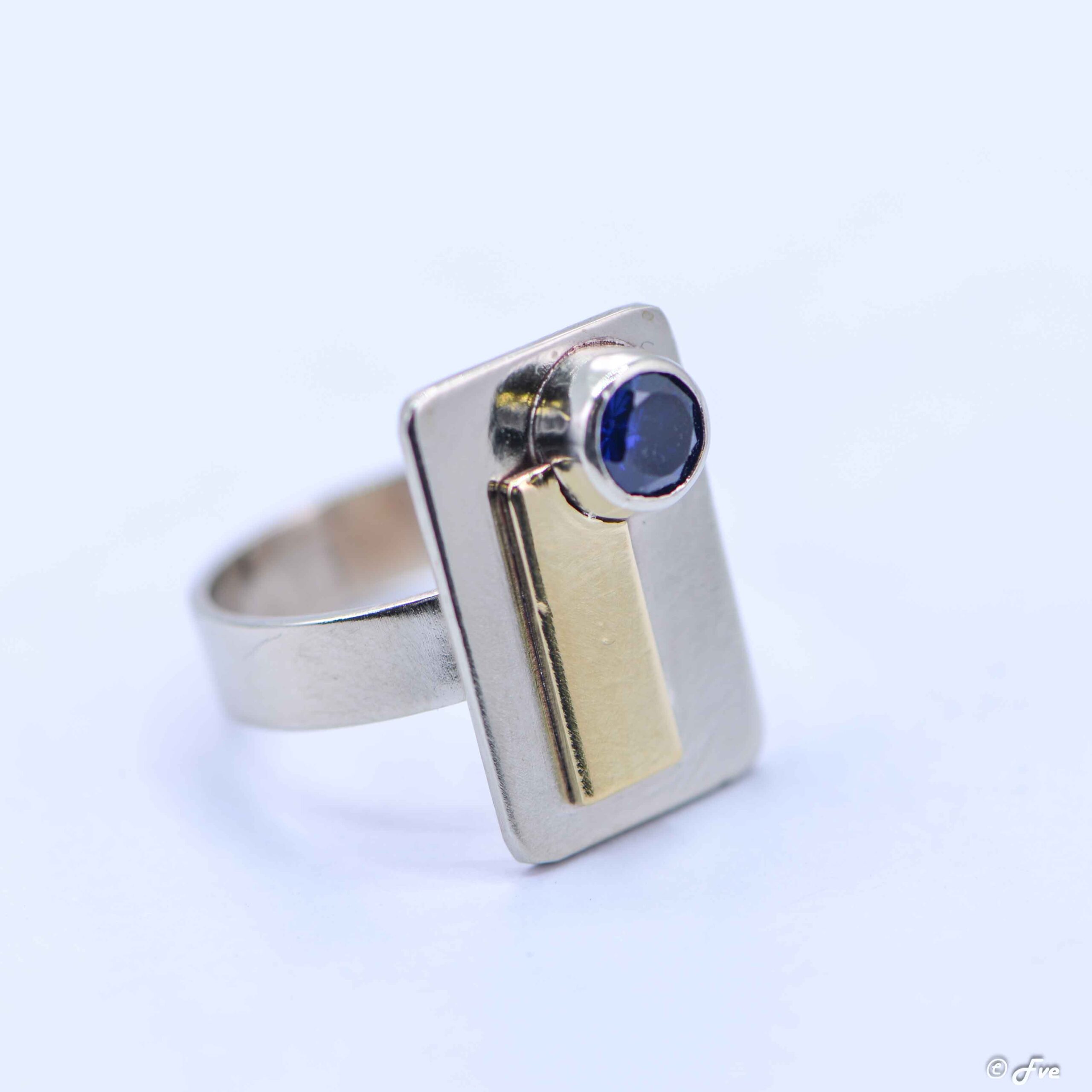 Vierkante ring met Saffier - Afbeelding 2